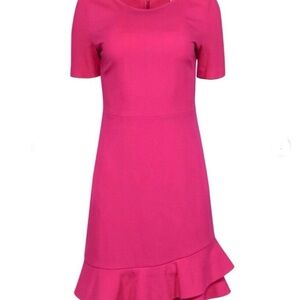 NWT Diane Von Furstenberg DVF Short Sleeve Dragon Fruit Pink Frill Dress 10 $400